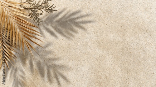 Serene Sandscape: Palm Leaf Shadows