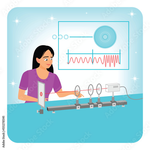 Conduct Laser Experiment. Scientist Conducting Experiment with Laser in Laboratory.