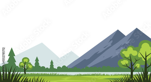 Serene Mountain Valley with Flowing River and Snow-Capped Peaks at Sunrise