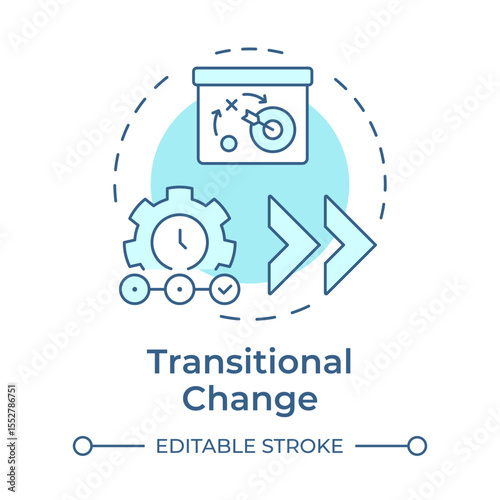 Transitional change soft blue concept icon. Maintaining new business state. Type of organizational transformation. Round shape line illustration. Abstract idea. Graphic design. Easy to use