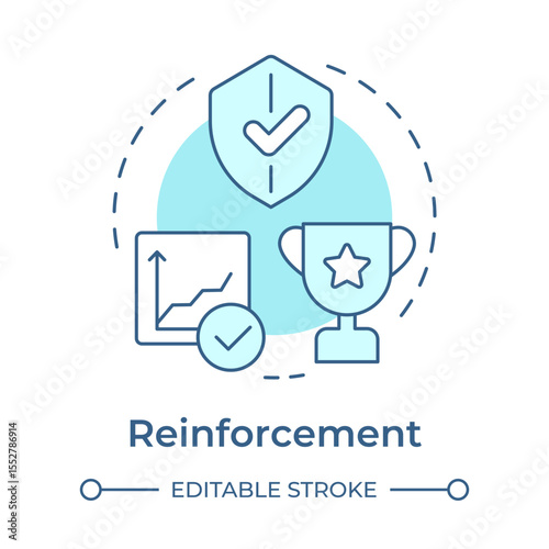 Reinforcement soft blue concept icon. Making transformation stick and embedded. ADKAR model. Business strategy. Round shape line illustration. Abstract idea. Graphic design. Easy to use