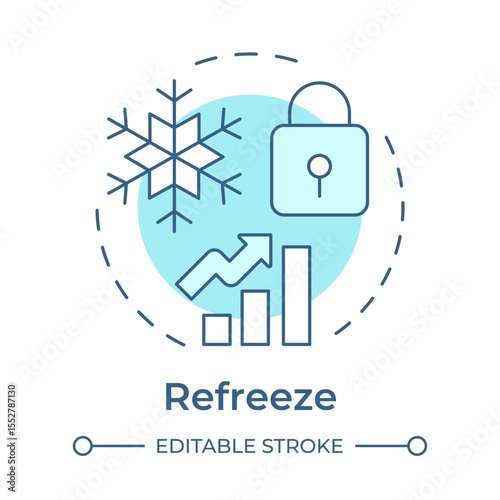 Refreeze soft blue concept icon. Organization culture maintaining. Reinforcing new behaviors. Lewin change management model. Round shape line illustration. Abstract idea. Graphic design. Easy to use