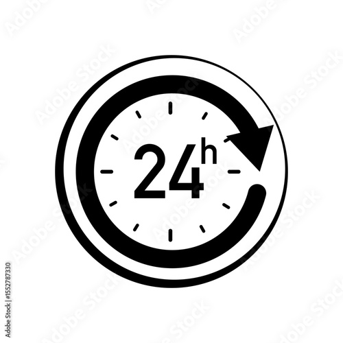 24h icon on black colour