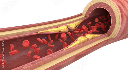 Artery Illustration: A detailed illustration reveals the intricate structure of an artery, highlighting the potential for plaque buildup and its impact on blood flow.