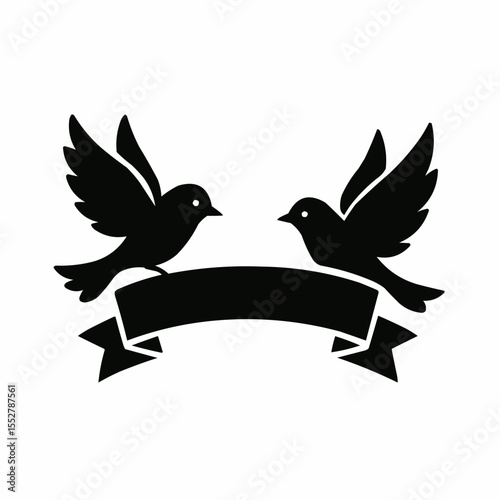 Elegant dove and pigeon silhouette vector illustration captures the peaceful bird's flying symbol in nature