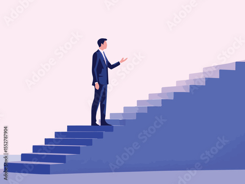 businessman standing on stairs