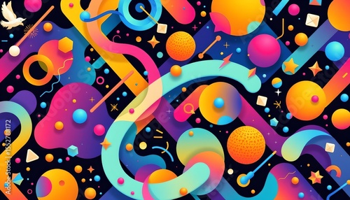 an intricate and vibrant digital art piece. it features a complex pattern of intersecting lines that create a sense of depth and dimension