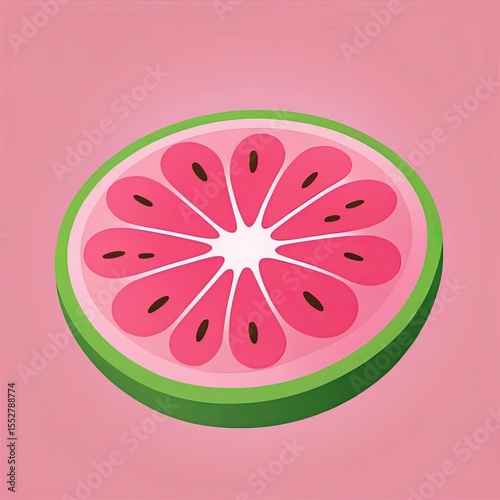 Vibrantly sliced watermelon showcasing juicy pink flesh with contrasting green rind on a playful pink background