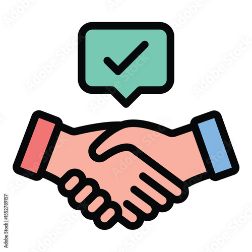 Trade negotiation icon flat line style illustration representing discussions and agreements in commerce, suitable for international relations, business strategy, and economic policy projects