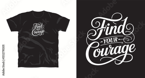 Find your courage, motivational typography t-shirt design, inspirational quote, motivational slogan for fitness, life, success, positive mindset, casual apparel, t-shirt design
