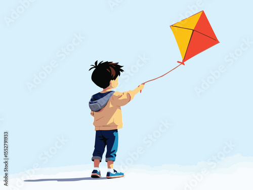 boy flying kite