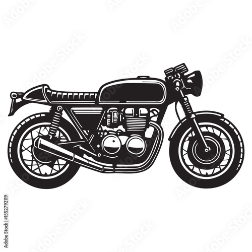 Detailed Cafe Racer Line Art for Print Ready Projects

