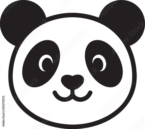 Panda Face Silhouette – Cute Black and White Animal Icon
