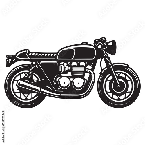 Vintage Cafe Racer Silhouette Clipart for Motorcycle Enthusiasts

