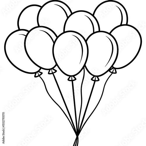 Minimal Balloon Cluster Line Art