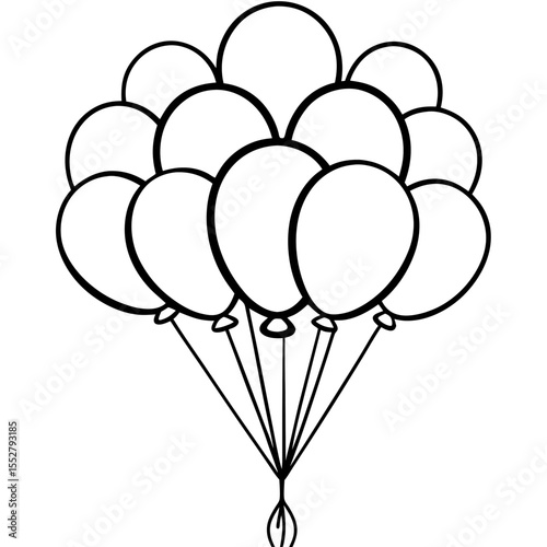 Minimal Balloon Cluster Line Art