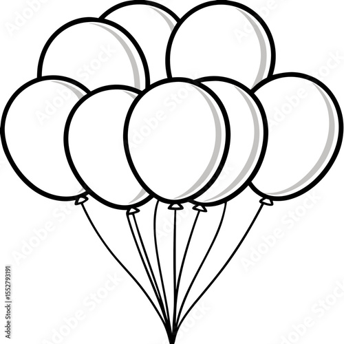 Minimal Balloon Cluster Line Art