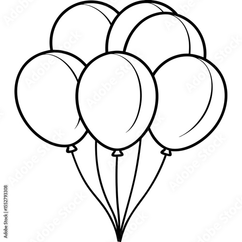 Minimal Balloon Cluster Line Art