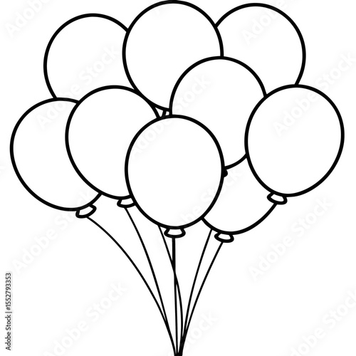 Minimal Balloon Cluster Line Art