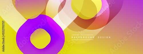 Abstract vibrant circles overlap, creating dynamic gradient effect. Yellows, oranges, pinks blend smoothly. Modern design element.