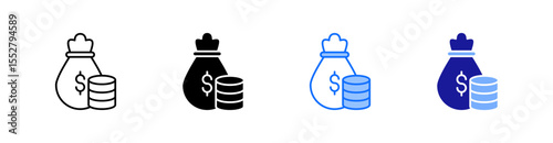 Wealth Multiple Style Icon Set Vector 