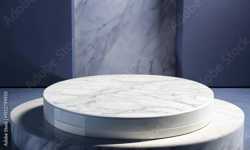 Elegant Marble Display Platform with Dramatic Lighting and Subtle Background