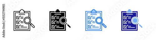 Audit Multiple Style Icon Set Vector 