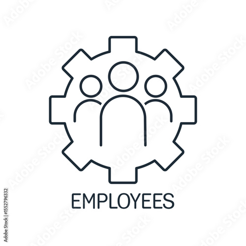Group of employees. Work team. Vector linear icon illustration isolated on white background.
