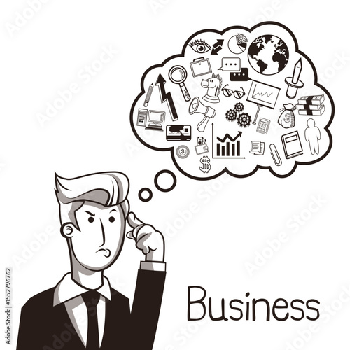 Businessman ideas and icon set
