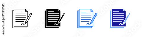 Contract Multiple Style Icon Set Vector 