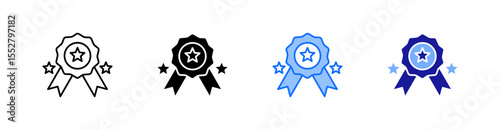 Rewards Multiple Style Icon Set Vector 