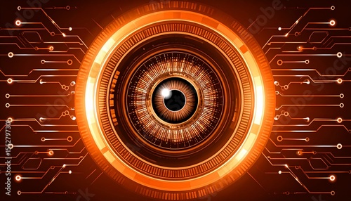 Cyber Eye with Circuit Board Abstract.