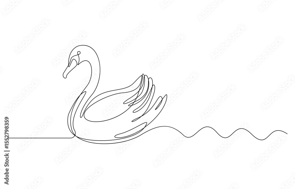 Obraz premium Swan continuous line art drawing