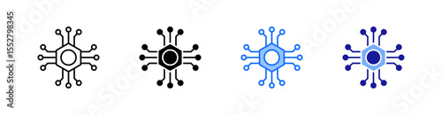 Digital Multiple Style Icon Set Vector 