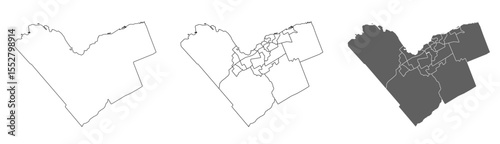 Ottawa map – vector illustration of city layout and districts in Canada
