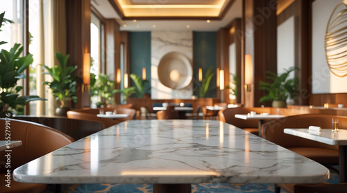 Vintage Theme Restaurant Interior With Marble Tables And Elegant Dining Room Featuring Classic Furniture interior design wallpaper background