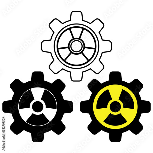 nuclear gear icon vector with various styles on white background