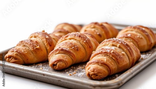 Freshly Baked Golden Croissants on a Tray Ready to Serve for Breakfast or Snack Time