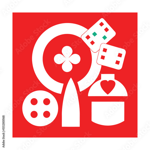 Flat Style Casino Elements Vector Set