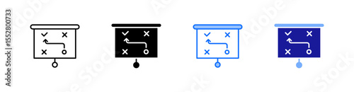 Tactic Multiple Style Icon Set Vector 