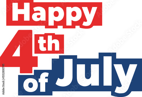 A vibrant graphic design proclaims 'Happy 4th of July' in bold red, white, and blue lettering, perfect for Independence Day celebrations.