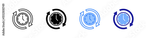 Timing Multiple Style Icon Set Vector 