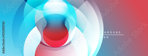Abstract circular design. Overlapping translucent shapes create vibrant color gradients. Modern background for digital projects.