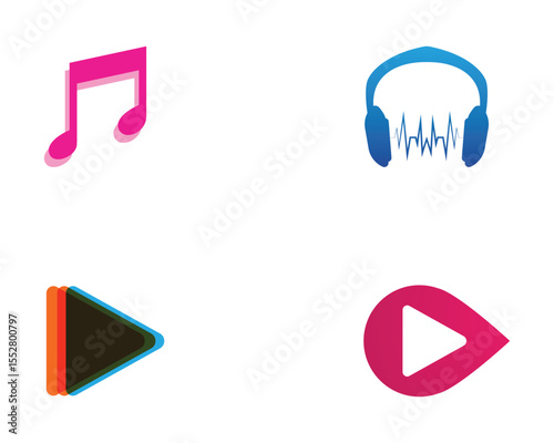 Music note symbols logo and icons template