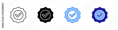 Approved Multiple Style Icon Set Vector 