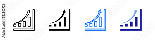 Growth Multiple Style Icon Set Vector 