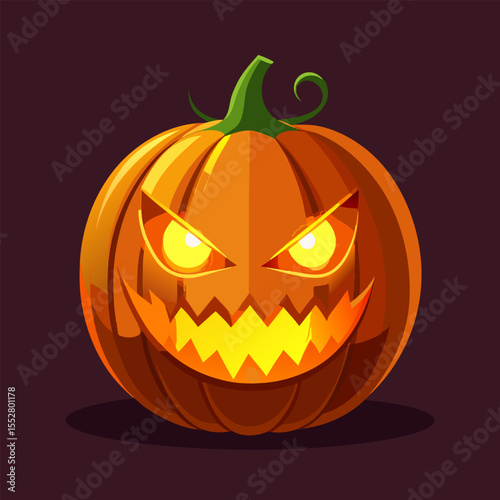 Illuminated pumpkin for Halloween night.
