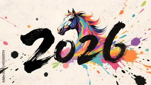 2026 Horse Year Font Poster in Festive Theme