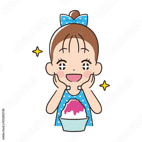 かき氷を食べる女の子