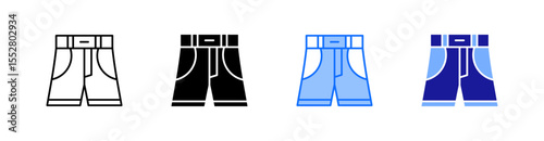 Pants Multiple Style Icon Set Vector 